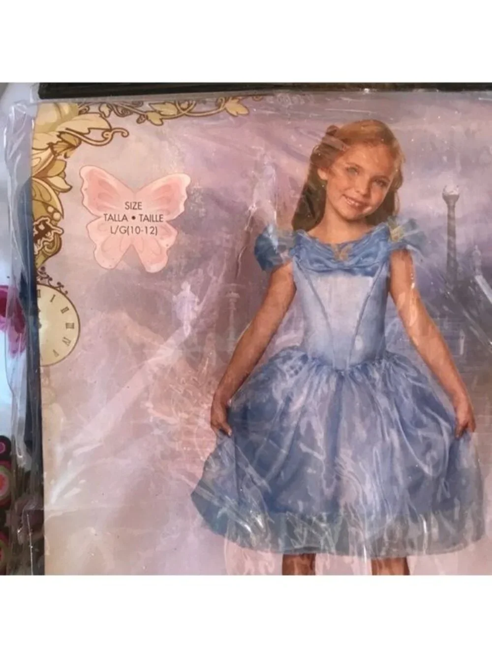 2015 Disney Cinderella Girls Costume Dress Blue Size LG 10-12 Live Action Movie